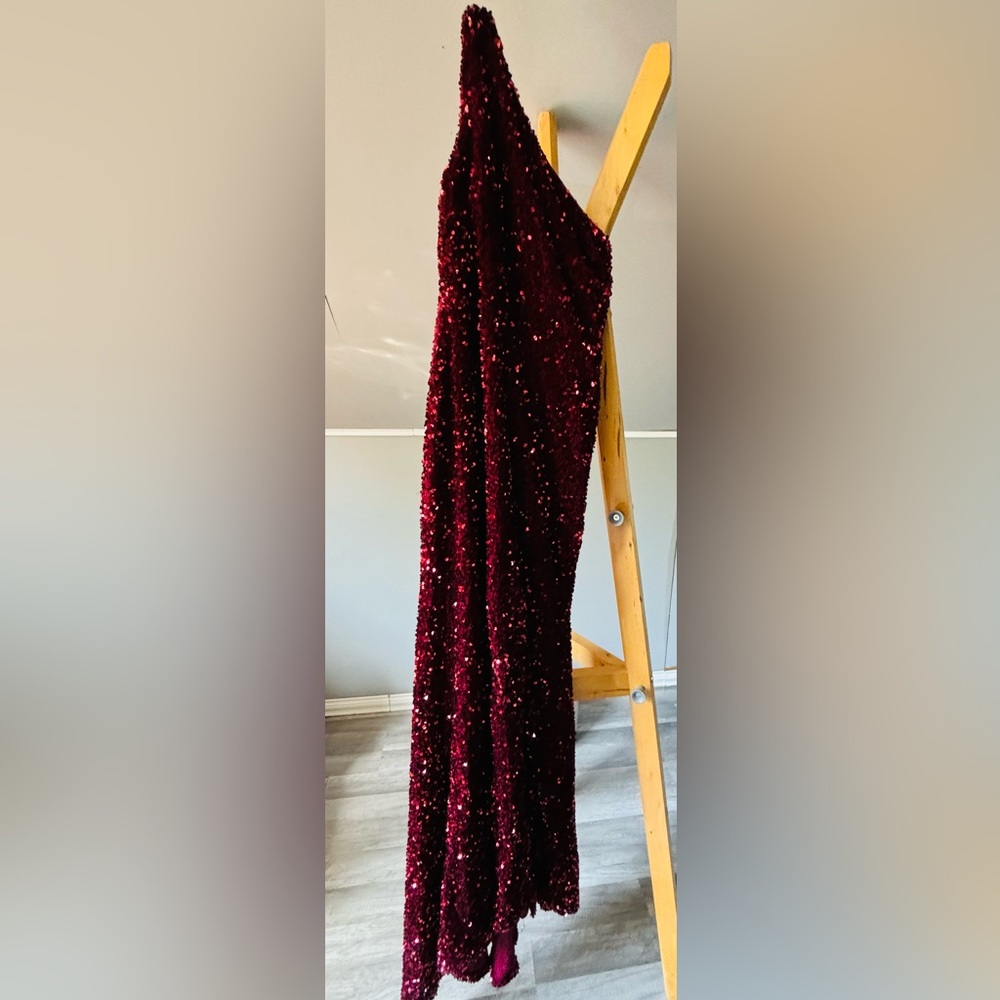 Sequin Prom Dresses One Shoulder Mermaid Evening Gown - Picture 5 of 5